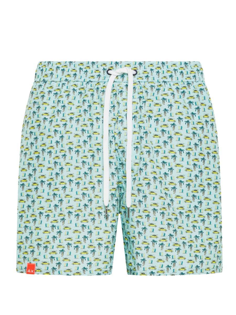 SUN68 - Costume da bagno con stampa fantasia, colore: blu-Verde menta