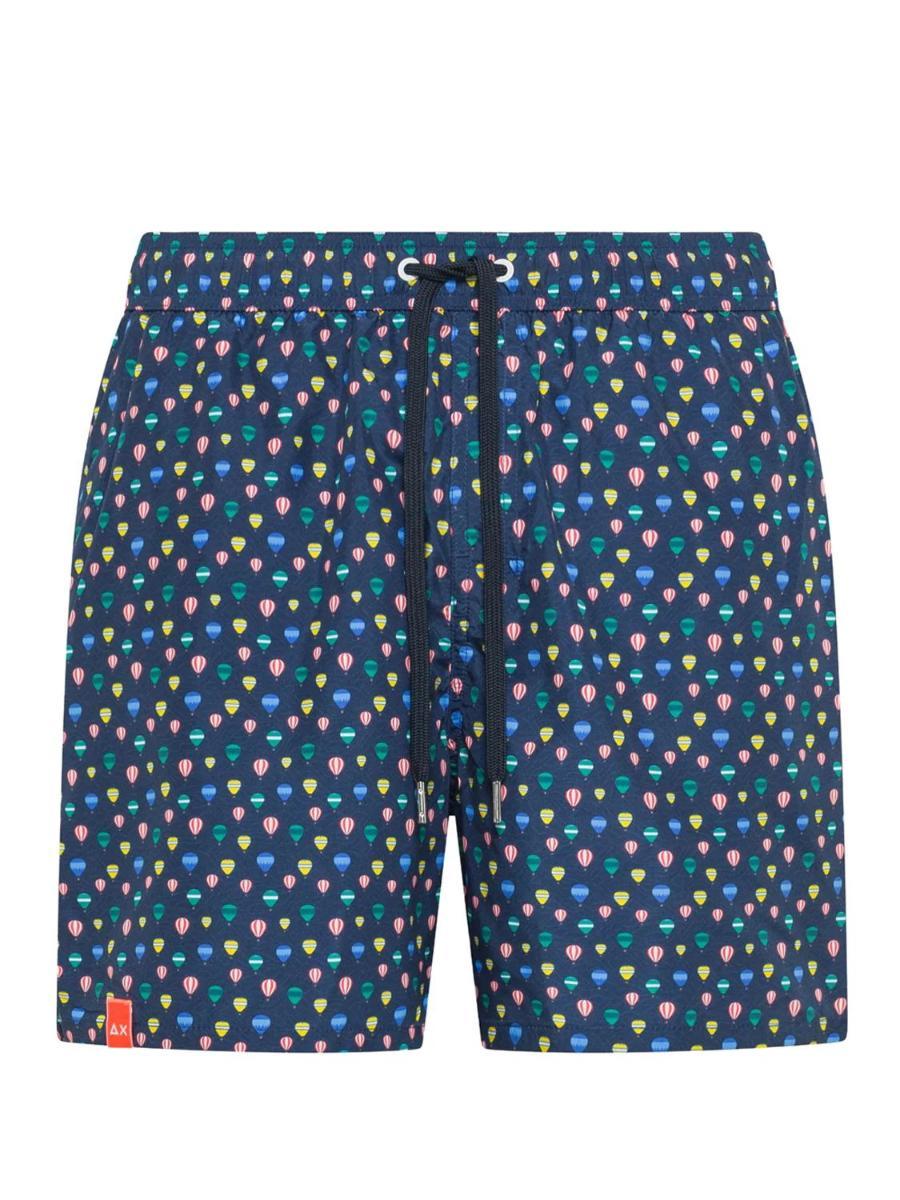 SUN68 - Costume da bagno con stampa fantasia, colore: blu-Avio scuro