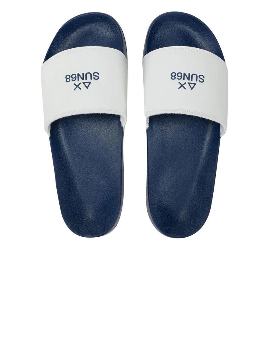 SUN68 Beach slippers logo 0701 navy blue/bianco uomo US26SU24 X36101-Navy / bianco