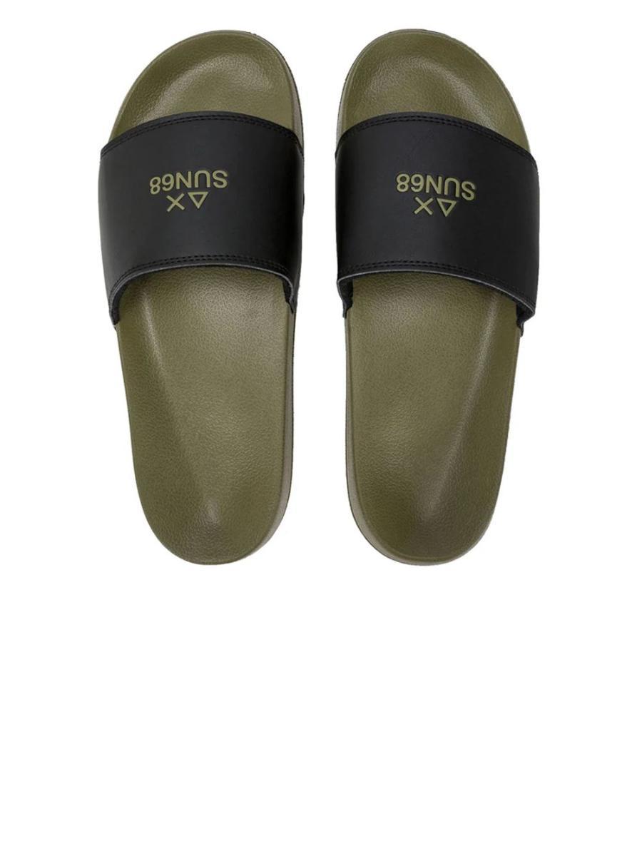 SUN68 Beach slippers logo 0701 navy blue/bianco uomo US26SU24 X36101-Militare / nero