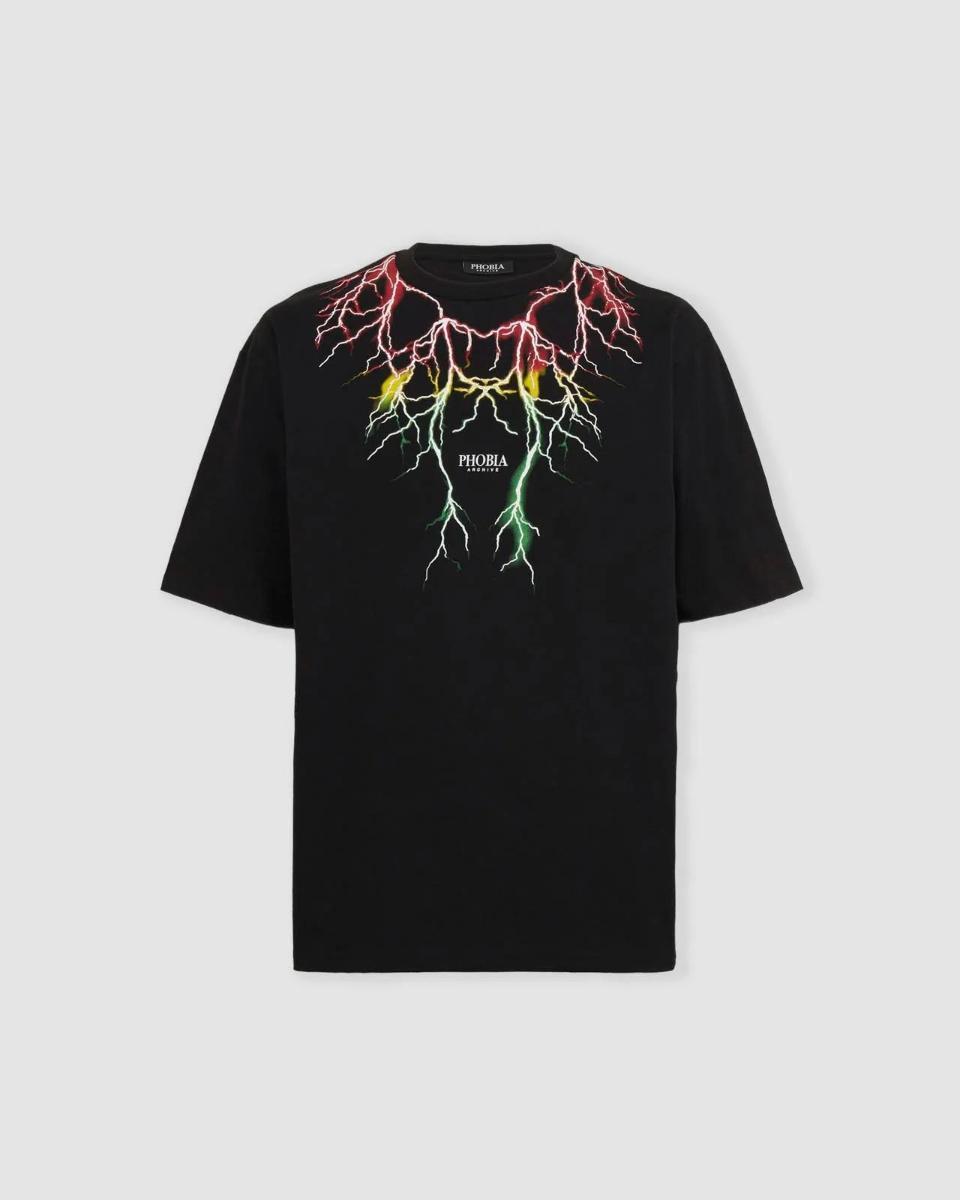 T-SHIRT LIGHTNING ROSSA E VERDE-Nero