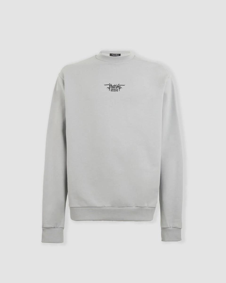GREY CREWNECK WITH PHOBIA FOGGY LOGO PRINT