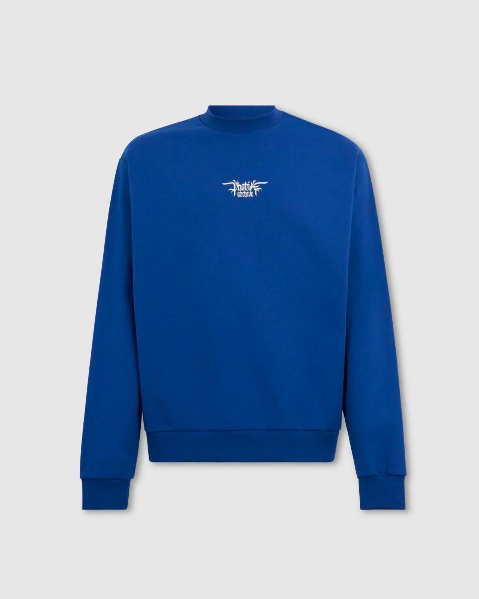 BLUE CREWNECK WITH PHOBIA FOGGY LOGO PRINT