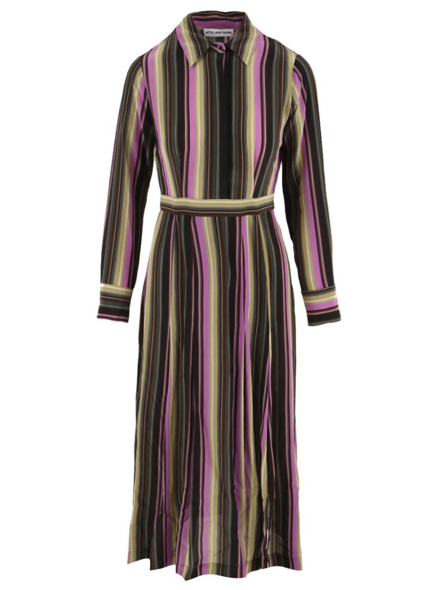 Abito lungo Donna fantasia a righe verticali modello Toledo-Multicolore