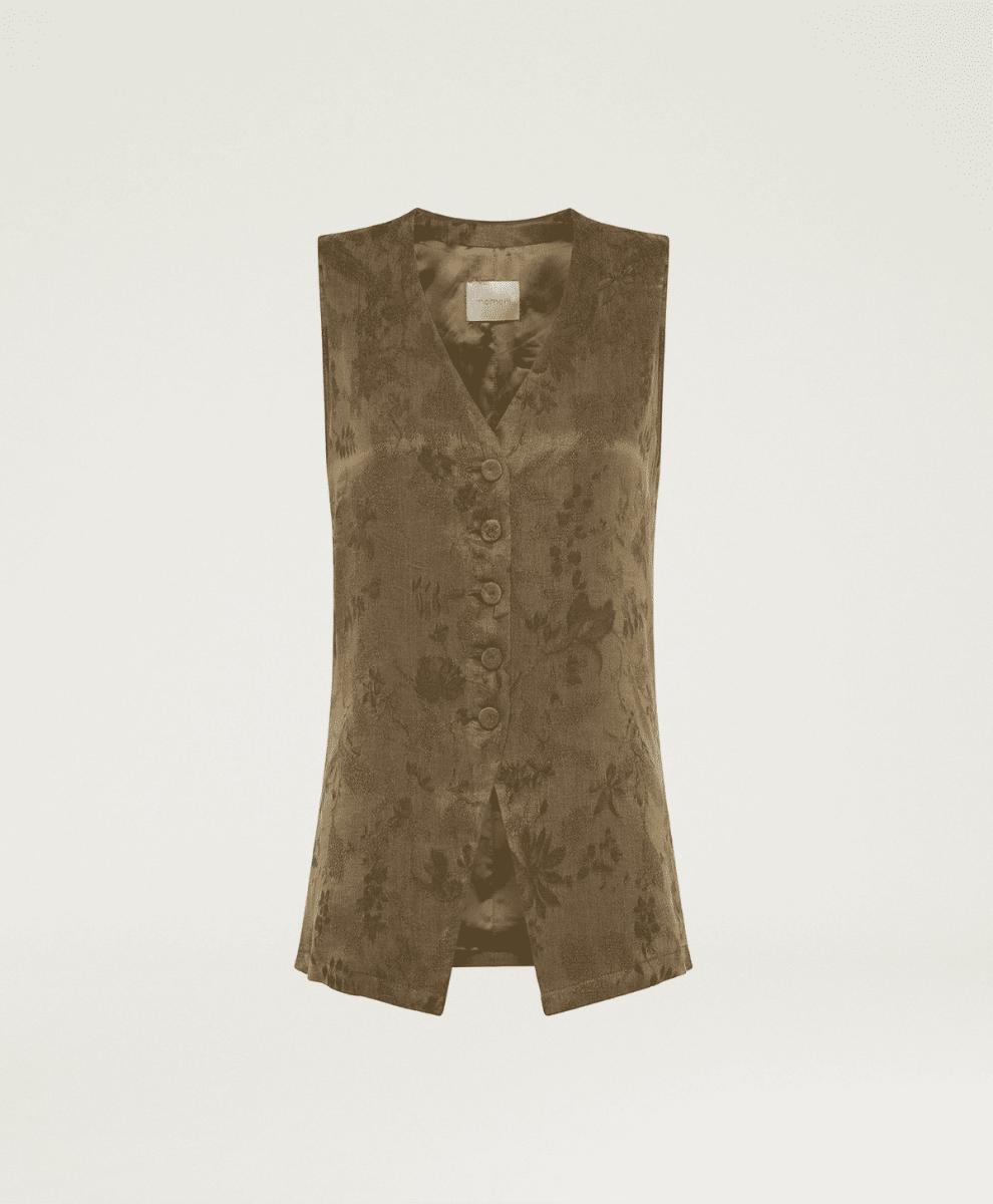 Momoni' Gilet Lungo Courtfield Jaquard Unisex-Verde militare