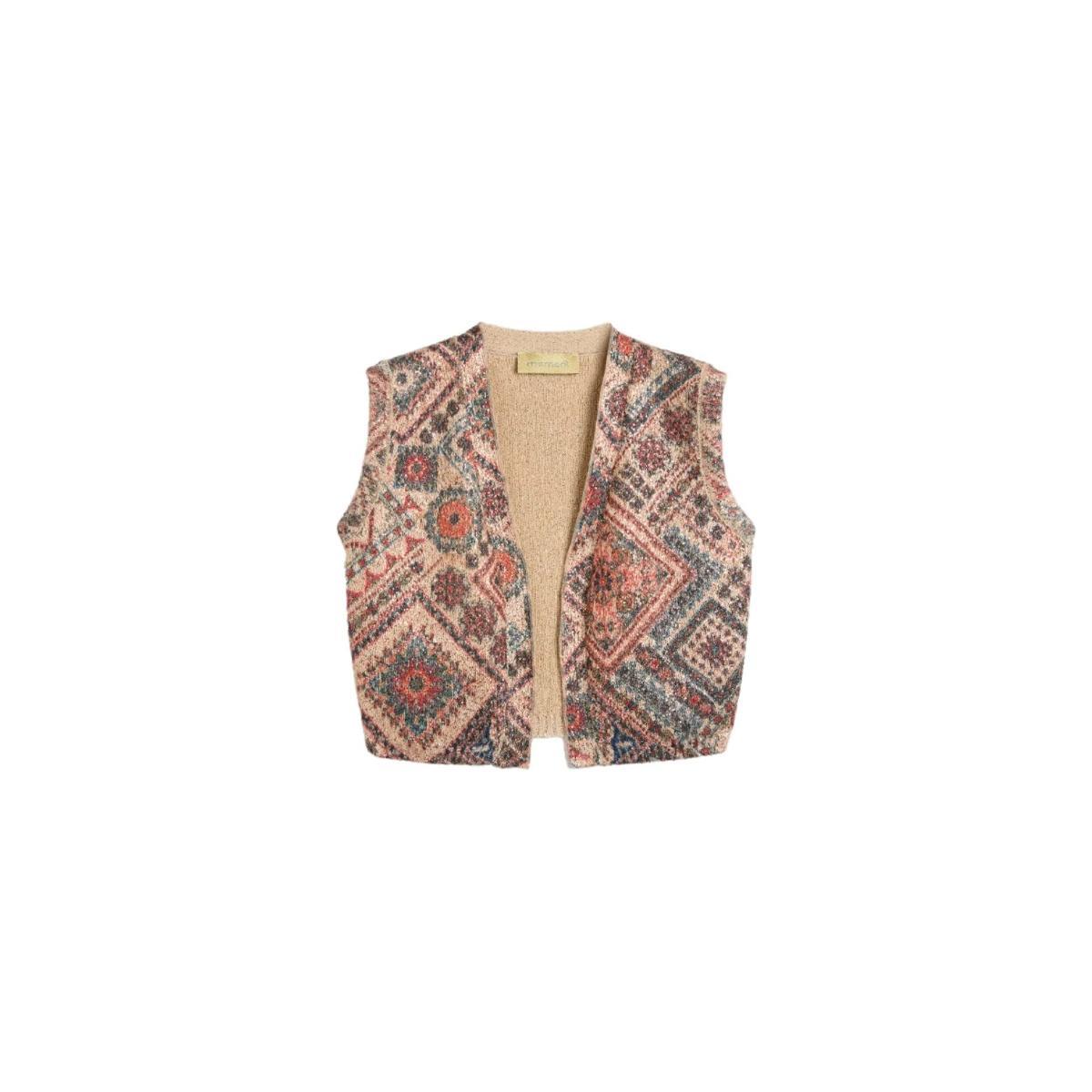 Gilet Donna cropped con fantasia