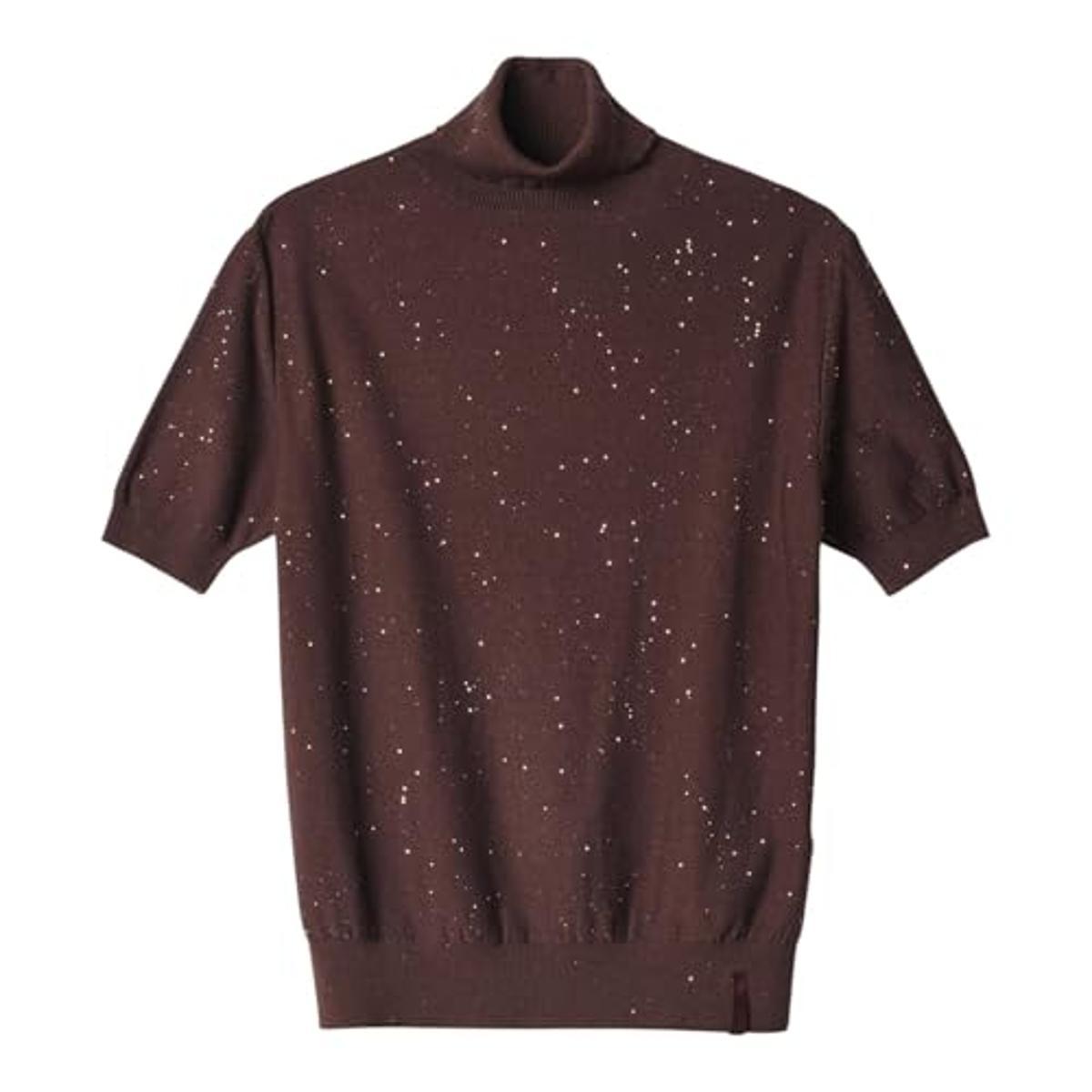 Hinnominate Dolcevita Mezza Manica con Paillettes-Marrone