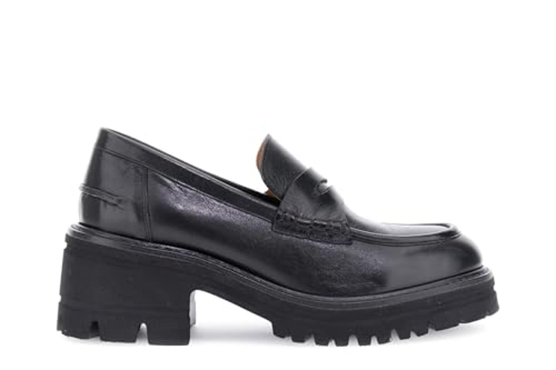 CafèNoir - Mocassini in Pelle con Suola Carrarmato, da Donna, Colore Nero-Nero
