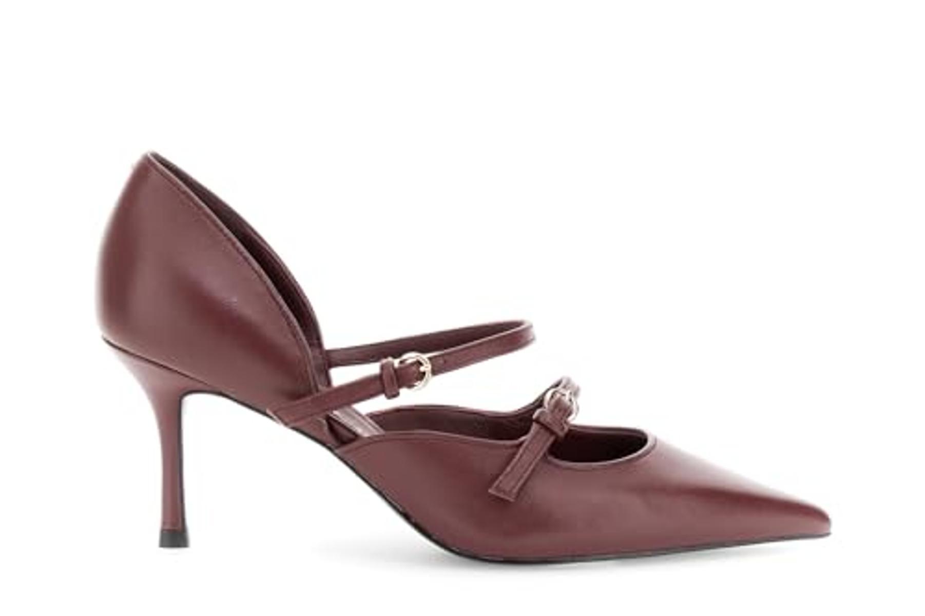 Cafè Noir Décolleté Donna C1NA4205 N001 Nero Scarpe in Pelle con Doppio laccino-Bordeaux