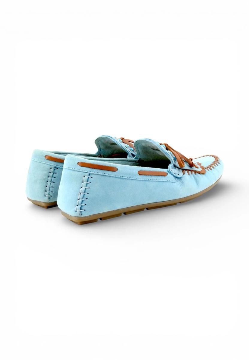 CAFèNOIR - Mocassini in Pelle Scamosciata con Frangia, da Donna-Azzurro