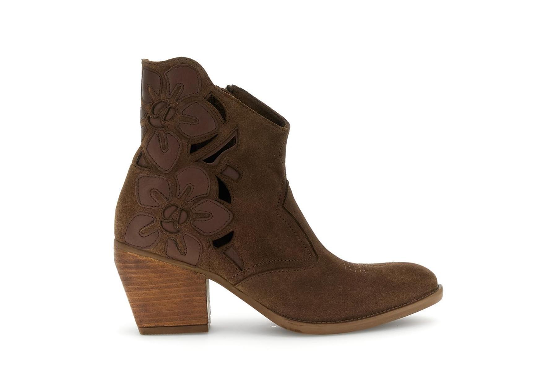 CAFèNOIR - Tronchetti In Pelle Scamosciata Traforati Con Fiori, Da Donna-Marrone