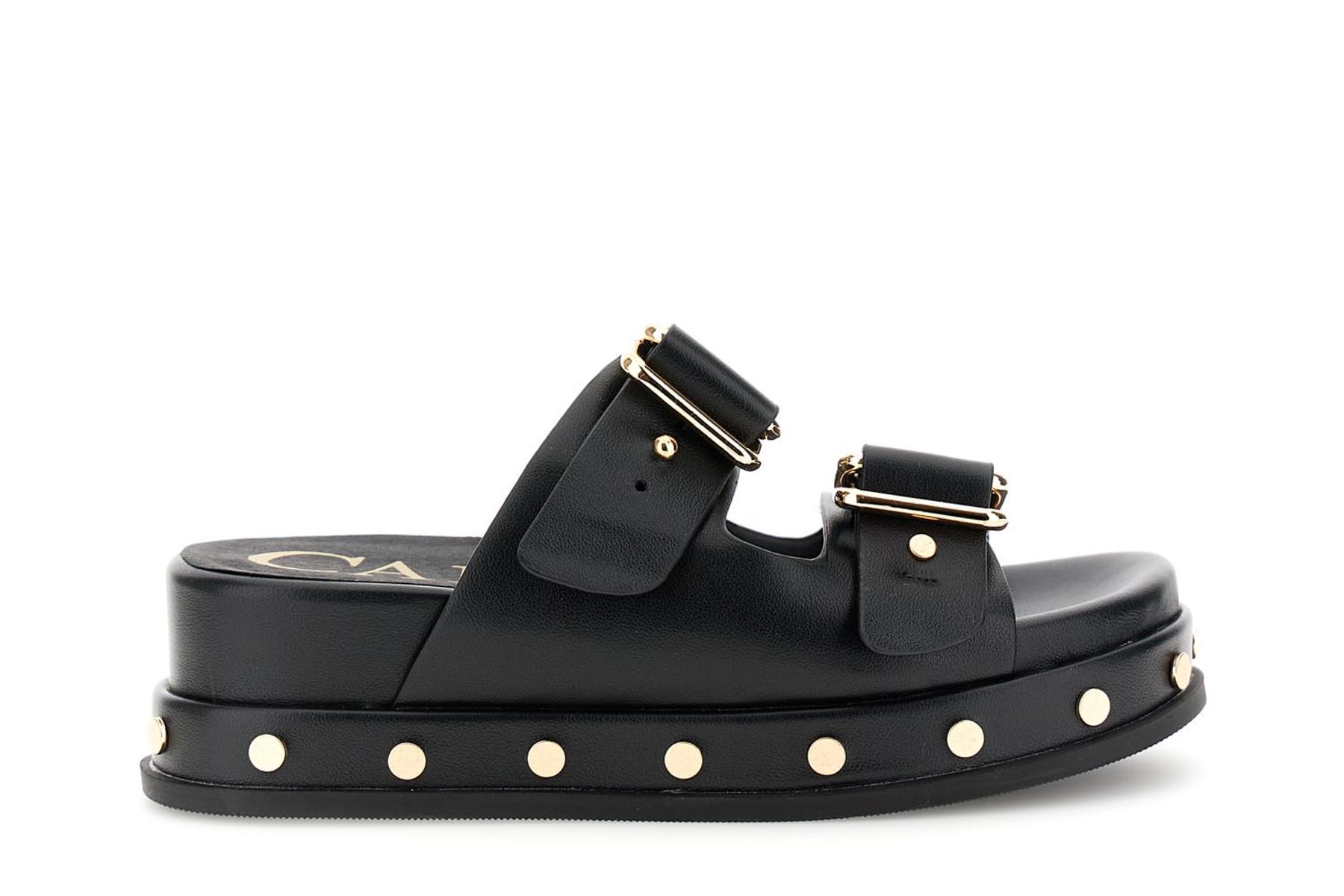 CAFèNOIR - Sandali Modello Frate Con Borchie Effetto Pelle In Vitello, Da Donna-Nero