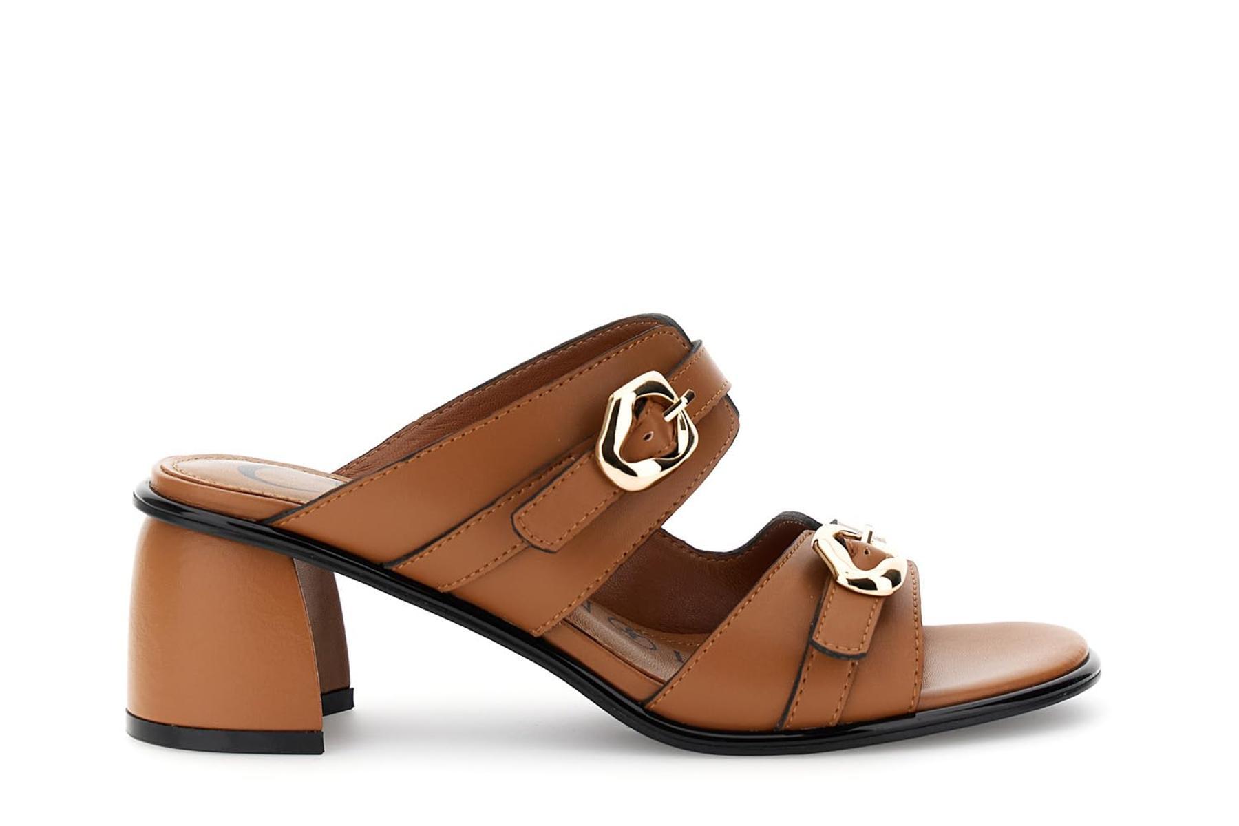 CAFèNOIR - Sandali Frate Effetto Pelle Con Doppia Fibbia, Da Donna, Colore-Marrone
