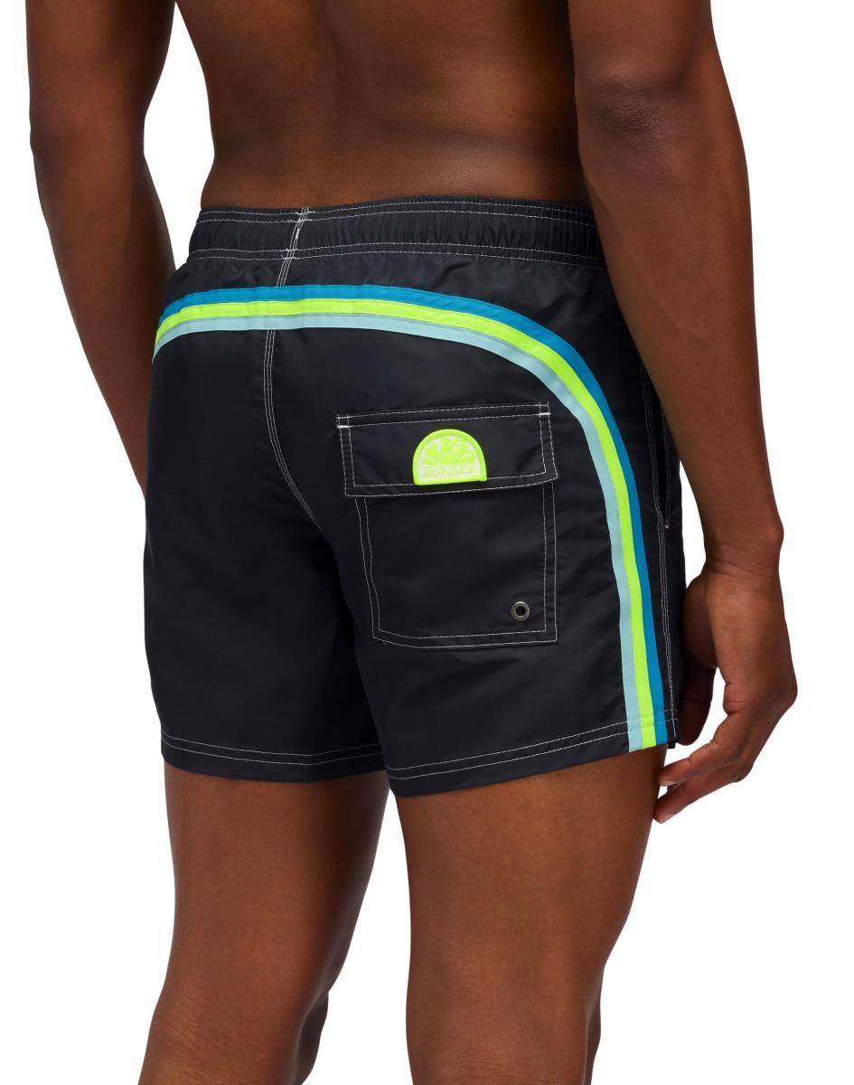 SUNDEK Boardshort, Costume da Bagno Corto, Vita Elasticata Iconic taffetà-Nero