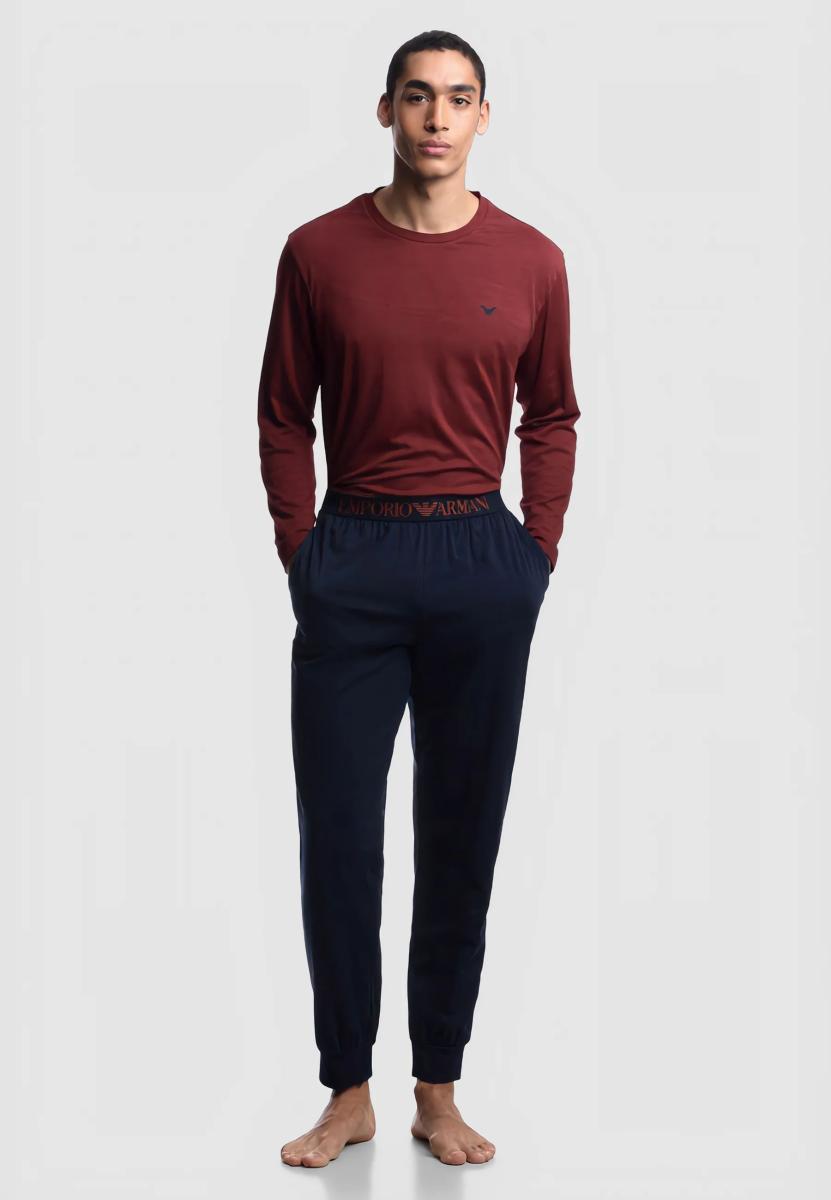 Emporio Armani Pyjama with Cuffs Set Pajama Set Uomo (Pacco da 1)-Bordeaux