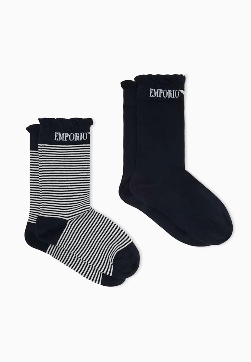EMPORIO ARMANI 2 Paia Calze Donna Logo Emporio Armani Cotone EW000579-AF25681