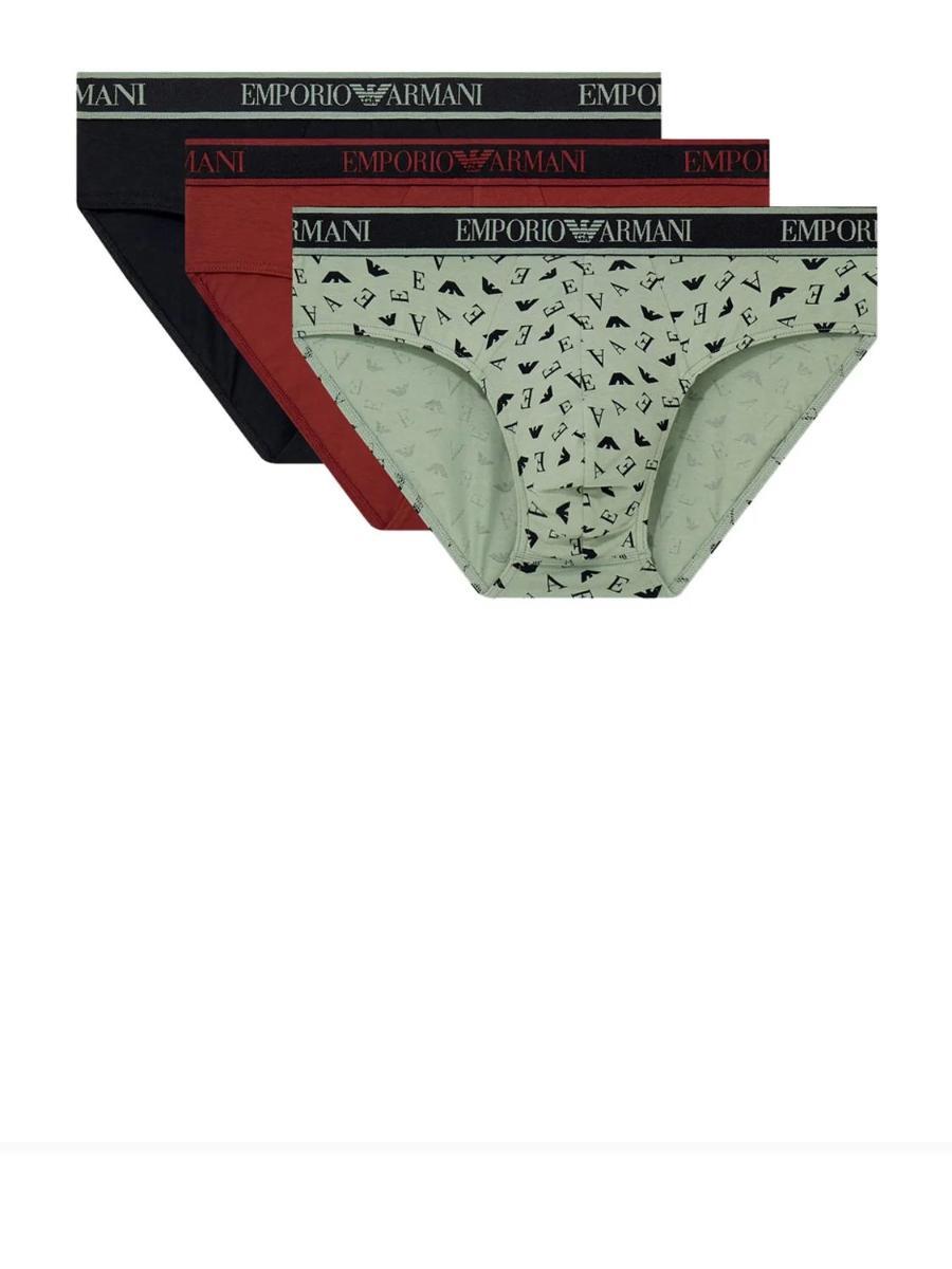 Emporio Armani 3-Pack Brief Mutande da Uomo Uomo-Nero / rosso / verde