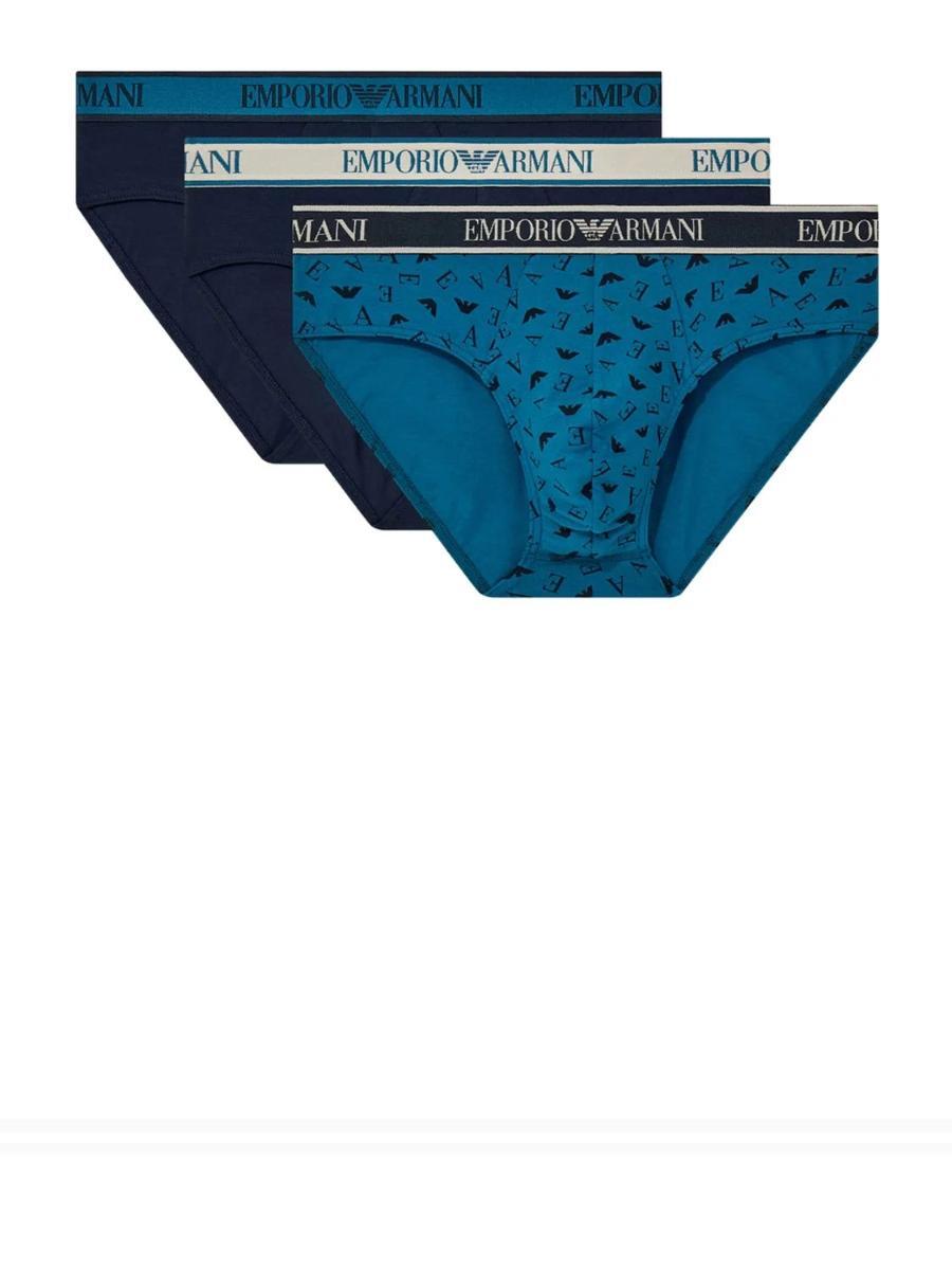 Emporio Armani 3-Pack Brief Mutande da Uomo Uomo-Blu Scuro / Ottanio / Blue