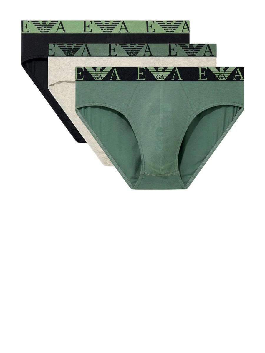 Emporio Armani 3-Pack Brief Mutande da Uomo Uomo-Verde / Nero / Grigio