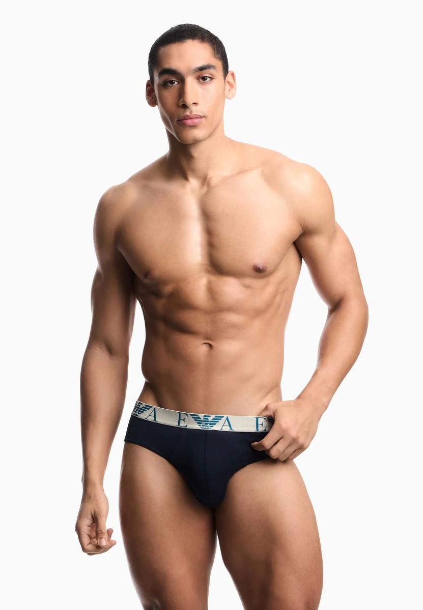 Emporio Armani 3-Pack Brief Mutande da Uomo Uomo-Blu