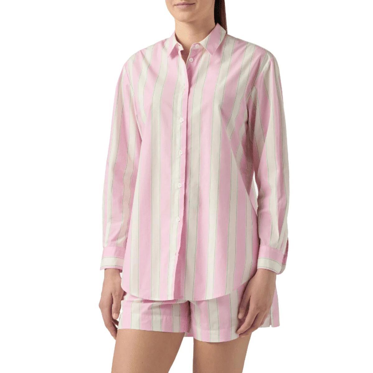 MC2 SAINT BARTH Camicia di Cotone a Righe Rosa Oversize