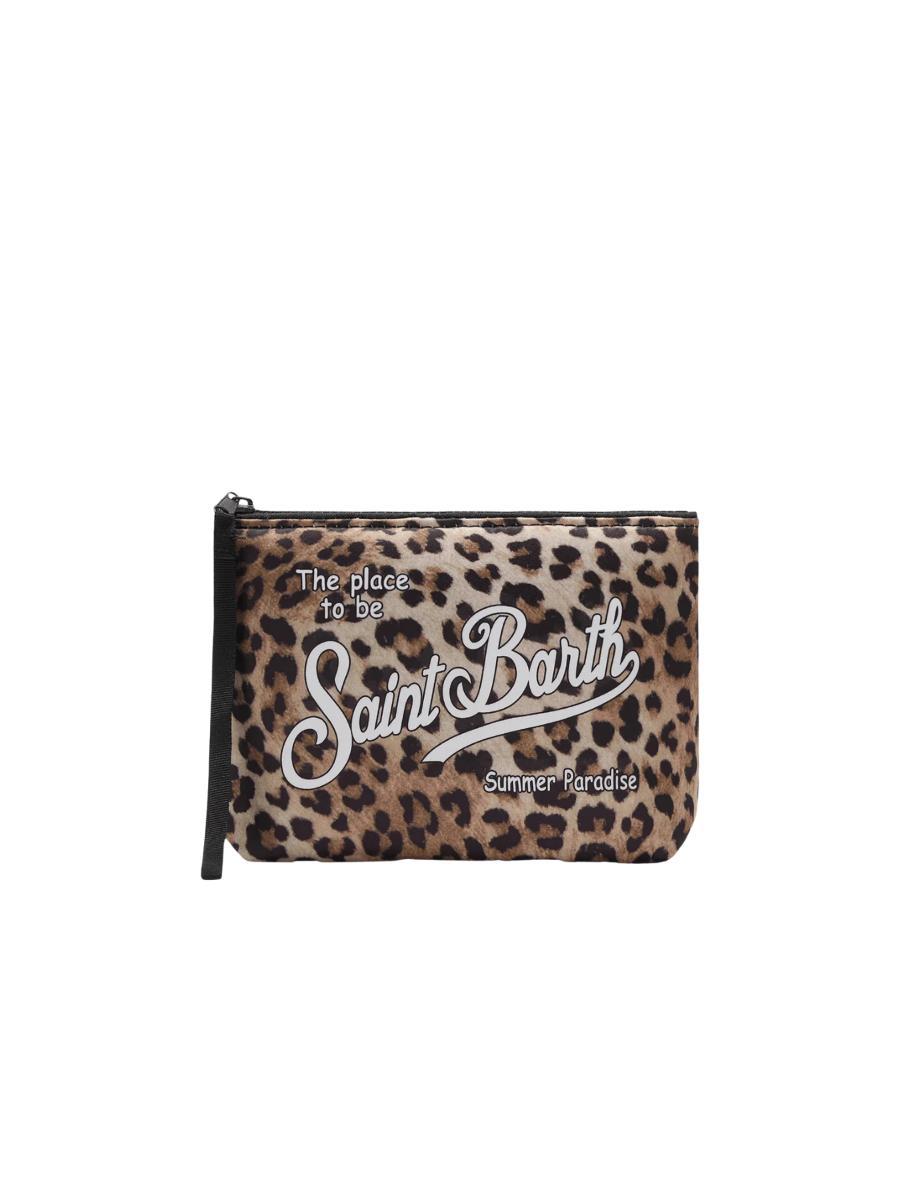 MC2 SAINT BARTH Pochette Aline Unisex a righe bianca e verde acqua-Marrone