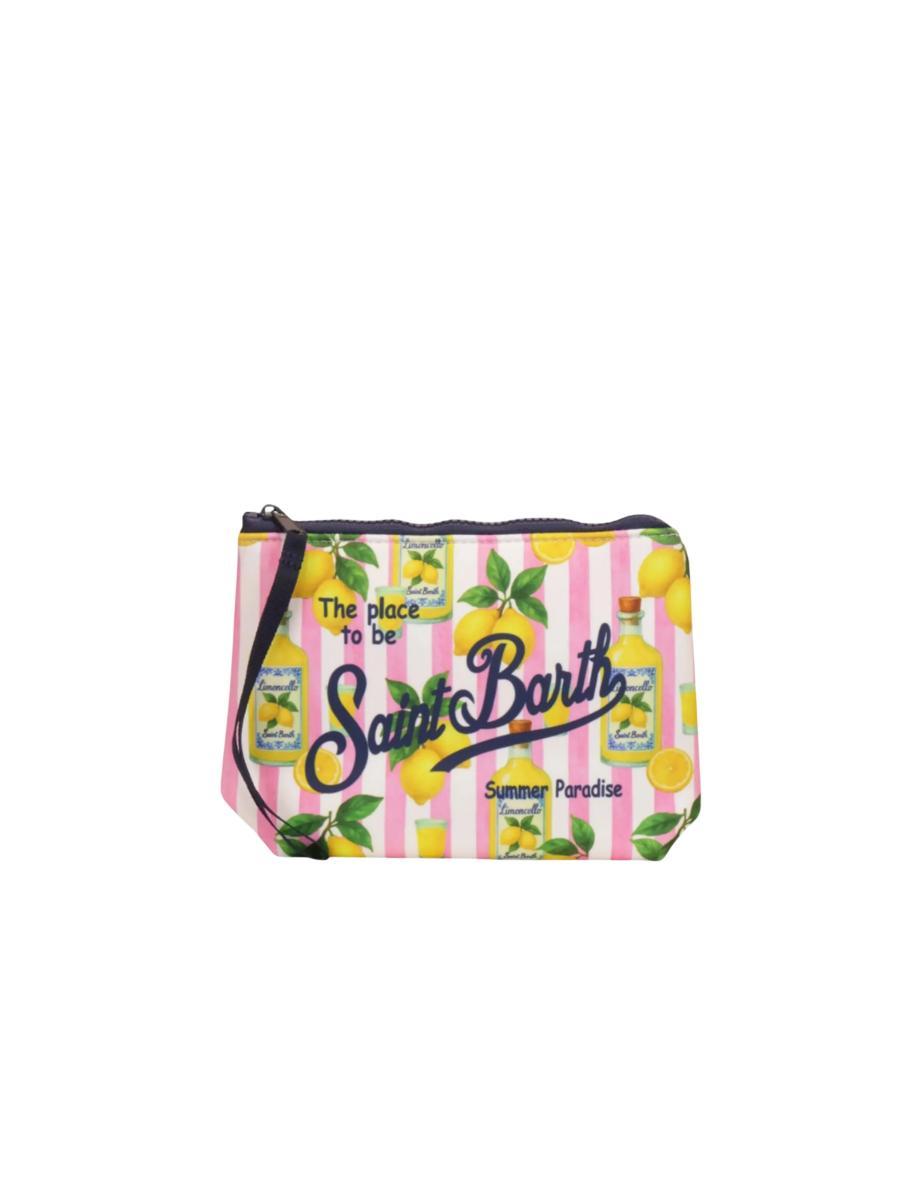 MC2 SAINT BARTH Pochette Aline Unisex a righe bianca e verde acqua-Rosa