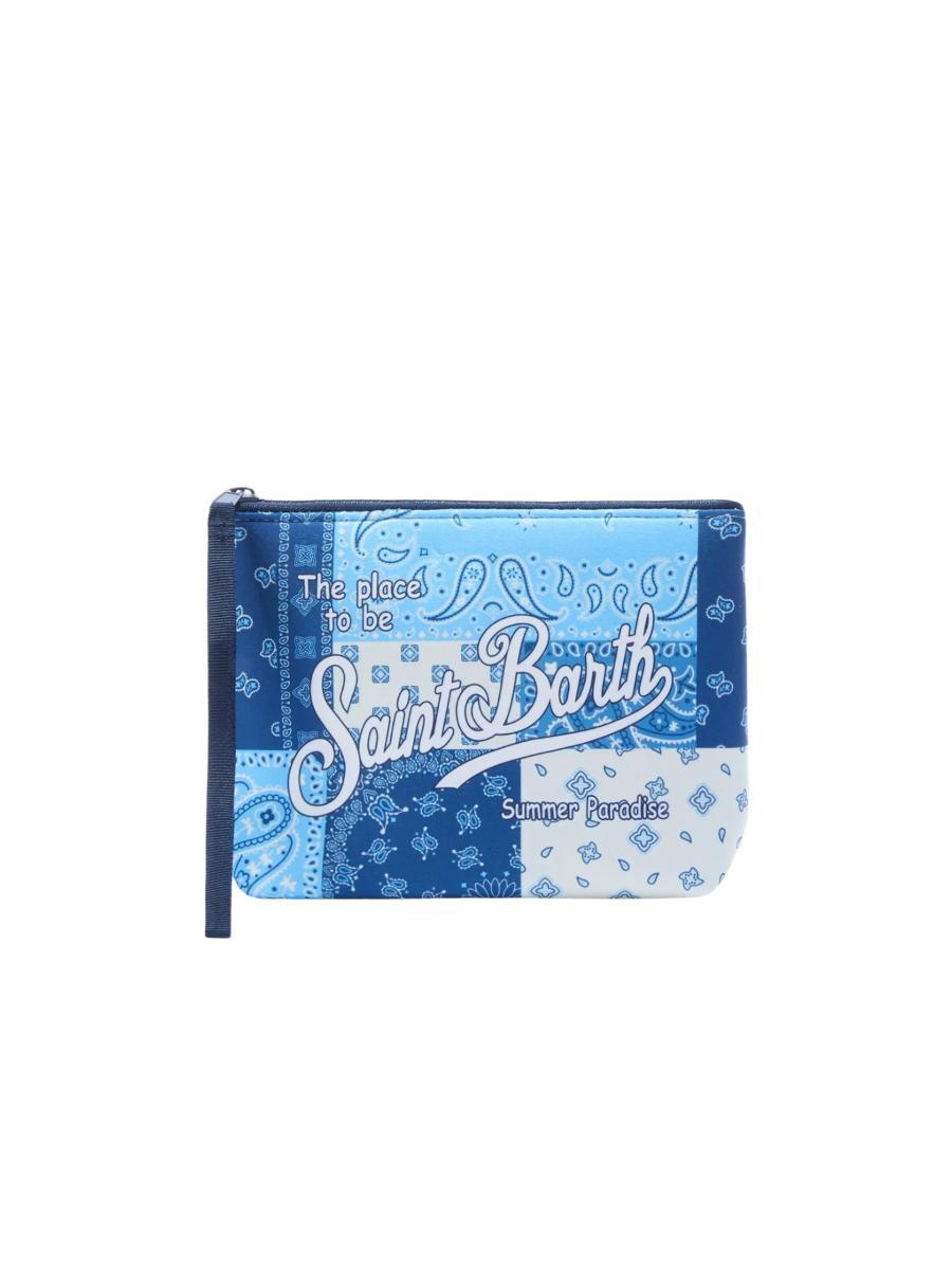 MC2 SAINT BARTH Pochette Aline Unisex a righe bianca e verde acqua-Blu