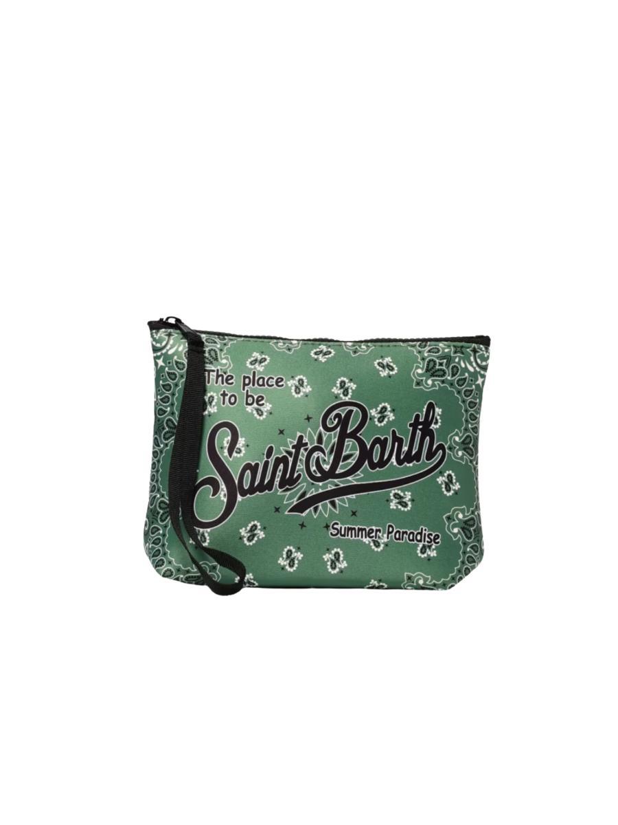 MC2 SAINT BARTH Pochette Aline Unisex a righe bianca e verde acqua-Verde