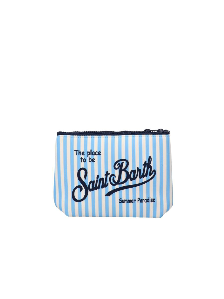 MC2 SAINT BARTH Pochette Aline Unisex a righe bianca e verde acqua-Celeste