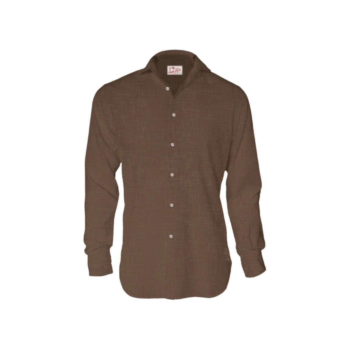 MC2 Saint Barth - Camicia in lino, vestibilità regolare, colore: azzurro cielo-Marrone