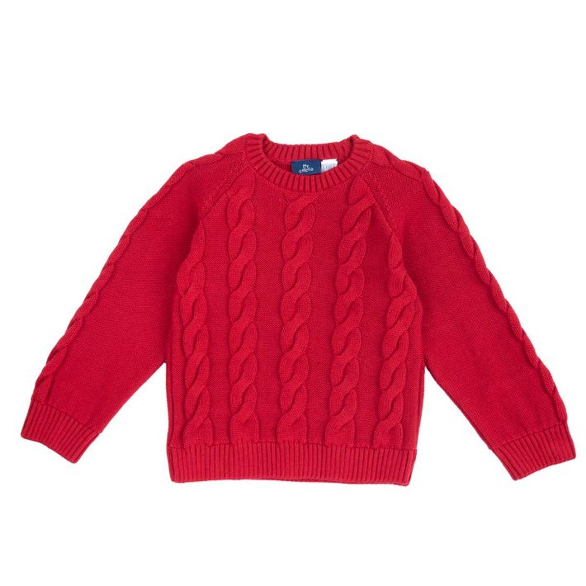 Chicco, Maglione unisex in cotone invernale con trecce, Rosso