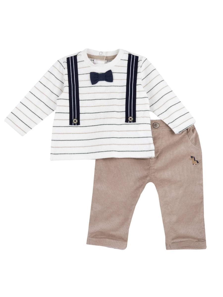 Chicco, Completo con maglietta rigata e pantaloni in velluto elasticizzato