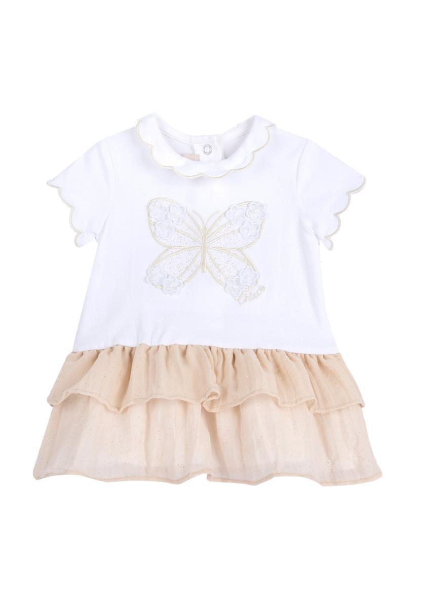 Chicco, Abito Jersey Manica Corta per neonata-Beige