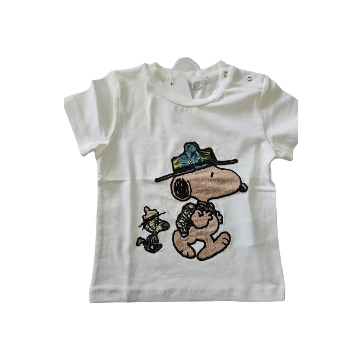 T-shirt Bambina con snoopy e woodstock-Bianco
