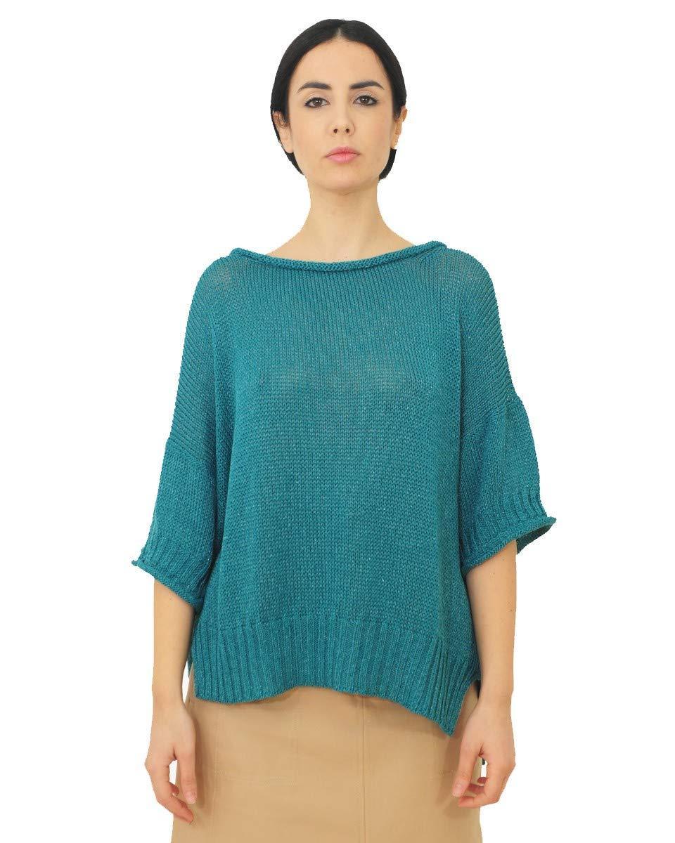 0078AE maxi maglia donna TWIN-SET blue petroleum sweater women