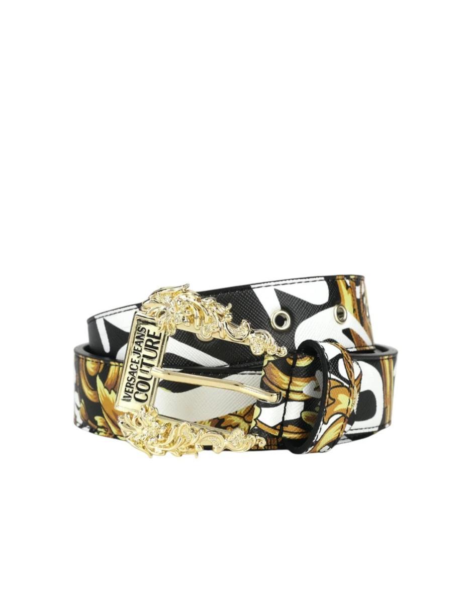 Versace Jeans Couture Cintura Da Donna Nera Con Logo All Over