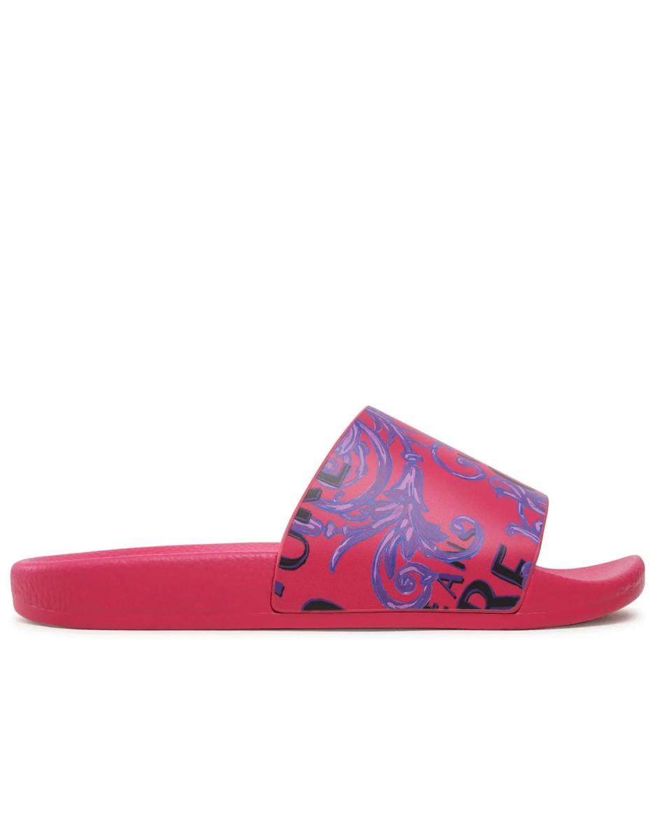 Versace Jeans Couture Ciabatte Da Donna Fucsia Con Stampa Barocco