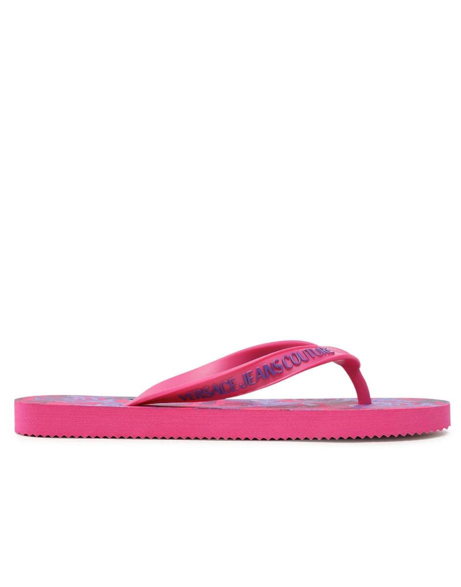 Versace Jeans Couture Infradito Da Donna Rosa Con Logo Couture