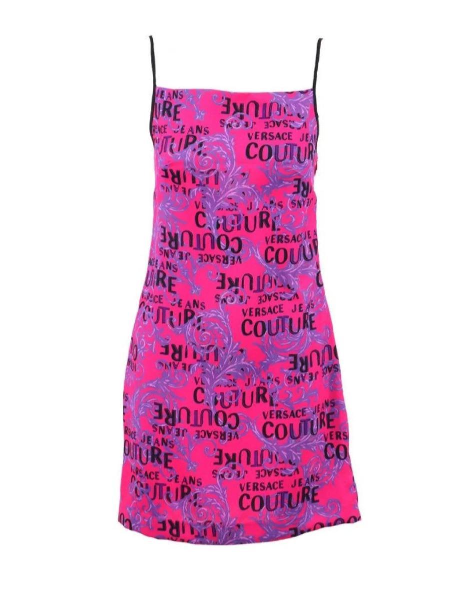 Versace Jeans Couture Abito Da Donna In Crepe Satin Fucsia/viola