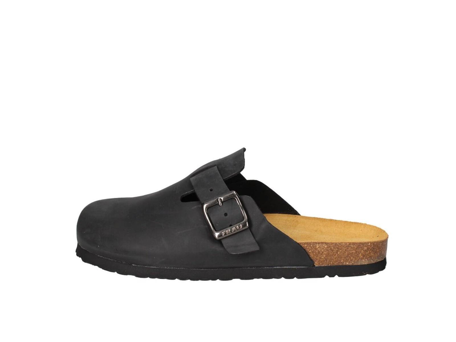 Frau Ciabatta in Pelle. Made in Italy-Nero