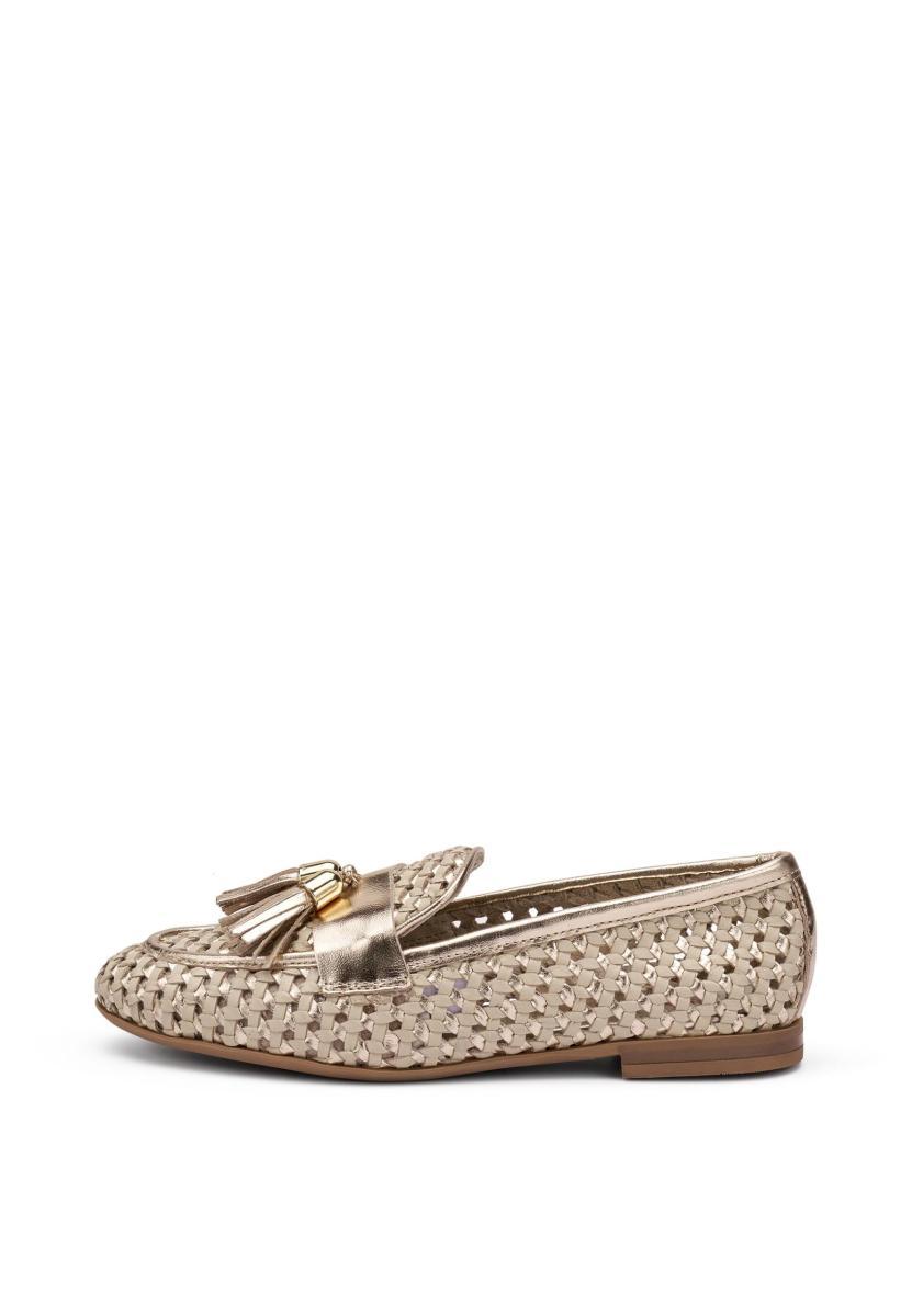 Frau - Mocassino in Pelle Laminata Intrecciata con Nappine