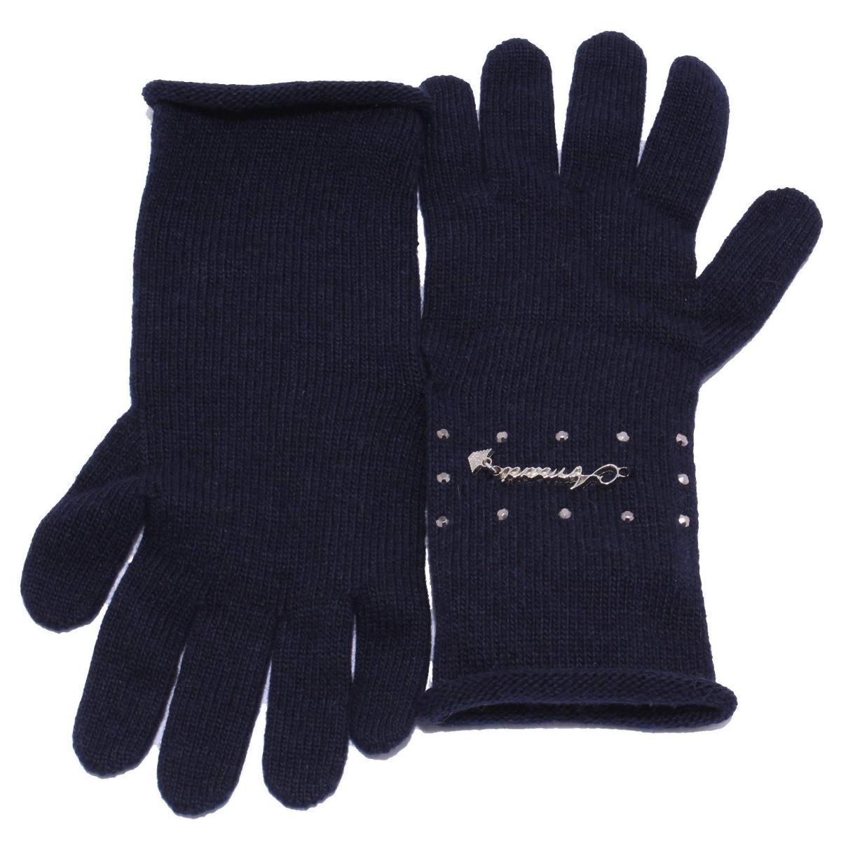4062Y guanti bimba girl ARMANI JUNIOR mix wool/cashmere gloves-Blu