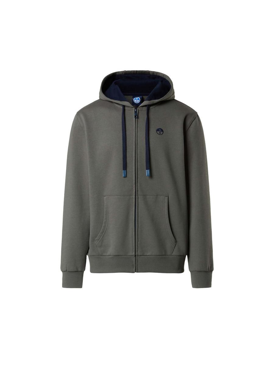 NORTH SAILS Felpa Hoodie con Zip e Logo Ricamato