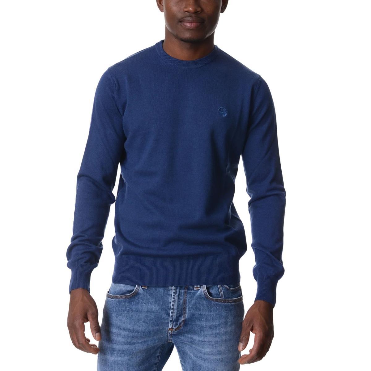 Pullover Uomo Blu basic micro logo
