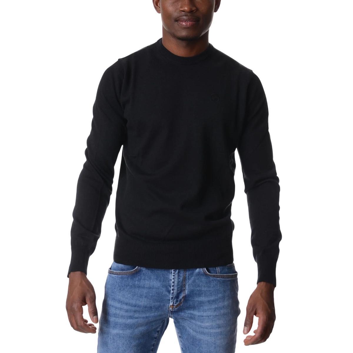 Pullover Uomo Nero con micro logo