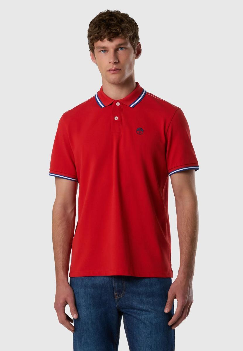 NORTH SAILS Polo Uomo in piqué di Cotone Organico con Motivo a Righe