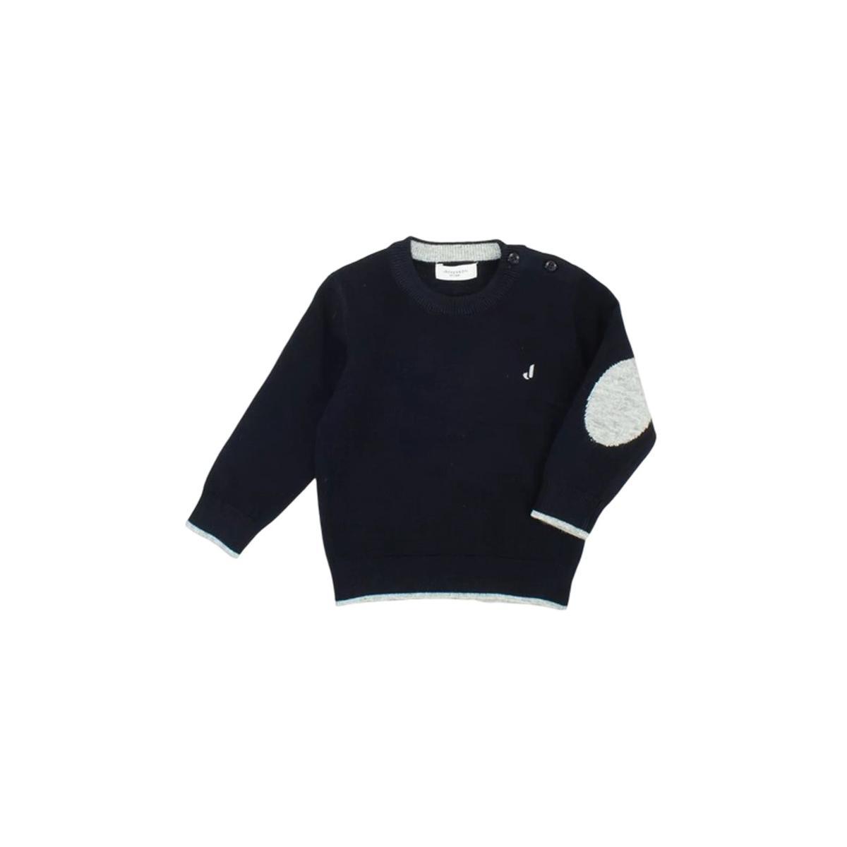 Maglia Neonato con toppe sui gomiti-Blu