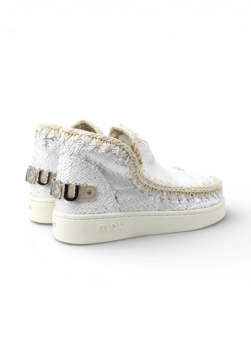 Mou Summer Eskimo all Sequins - Big Metallic Logo Sequins Gunmetal-Bianco