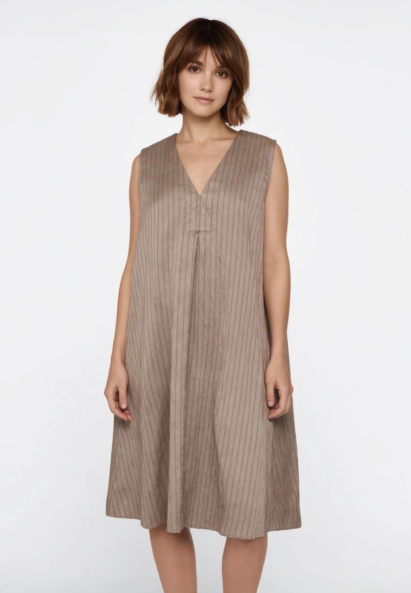 EMME MARELLA Abito Donna Smanicato Scollo V Viscosa Art. Classe-Cammello